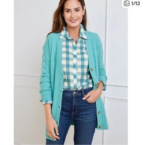 Talbots Teal Button-Front Cardigan Sweater